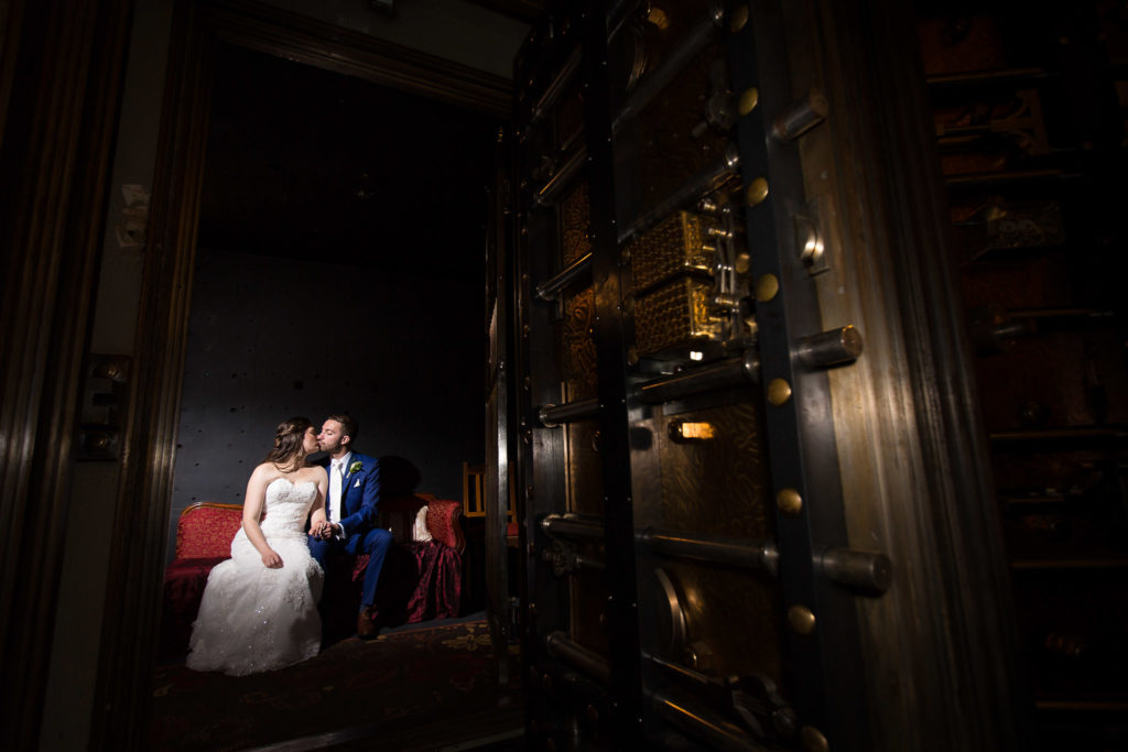 society room vault wedding photos